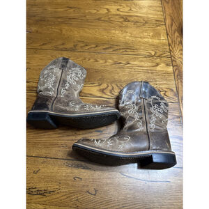 Smoky Mountain Boots Youth 2R Brown Leather Jolene Pull On Embroidered